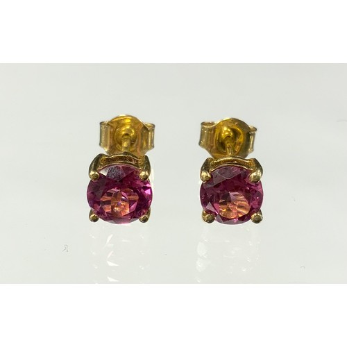 345 - A pair of pink tourmaline stud earrings, 9ct gold mounts, 1.5g gross