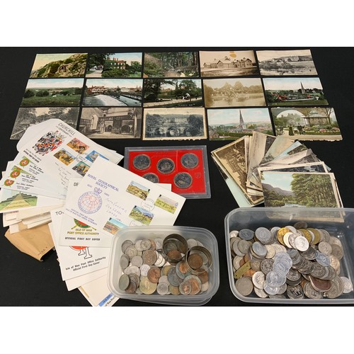 281 - Postcards, Stamps & Coins  - over forty Derbyshire and local interest postcards, Matlock, Buxton, Mi... 