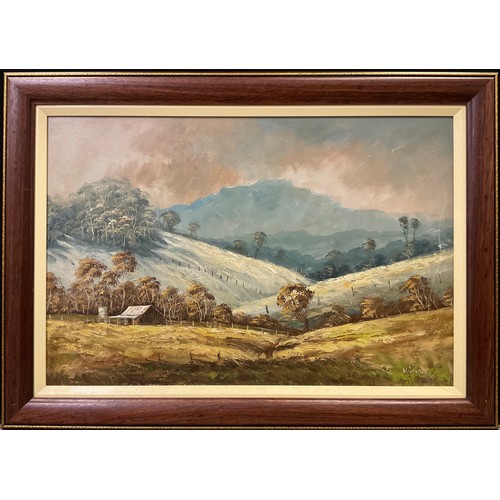 56A - South African school, The Rolling Hills of Kwa-Zulu Natal, signed ‘Vincon’, oil on board, 64cm x 94c... 