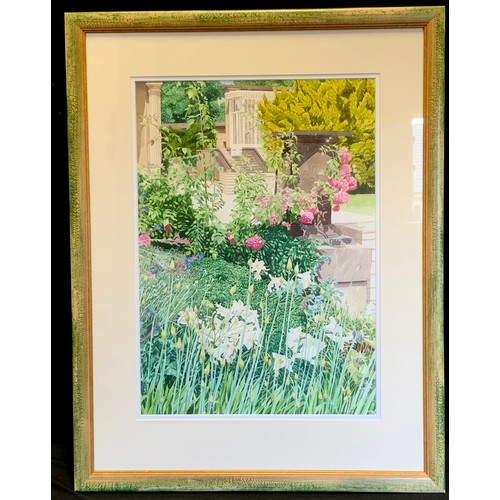 75A - Rosalind Foster, Lilies Chatsworth Gardens, signed, dated 2000, watercolour, 50cm x 35cm