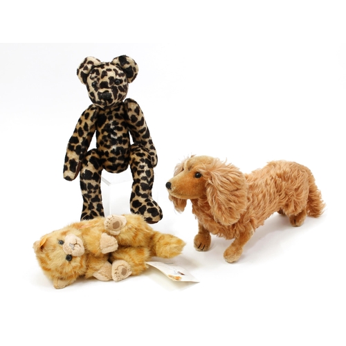 7216 - A 1950's/1960's Steiff (Germany) Waldi mohair Dachsund Dog, 28cm long; a Steiff (Germany) 074578 Min... 