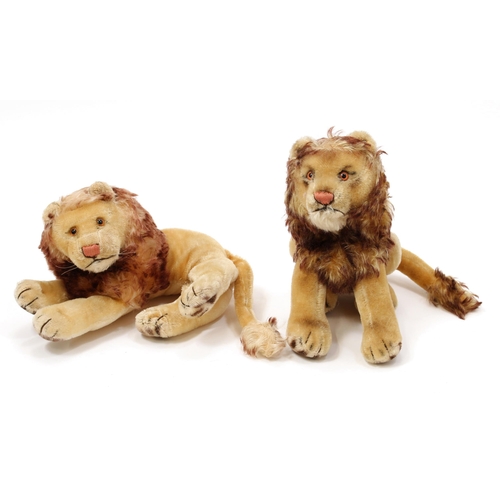 7217 - A 1950's/1960's Steiff (Germany) Leo mohair and plush Lion, trademark 'Steiff' button to ear, 22cm h... 