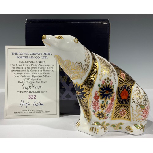 7 - A Royal Crown Derby paperweight, Old Imari Polar Bear, decorated in the 1128 pattern, designed by Su... 