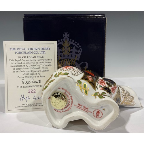 7 - A Royal Crown Derby paperweight, Old Imari Polar Bear, decorated in the 1128 pattern, designed by Su... 