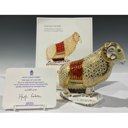 8 - A Royal Crown Derby paperweight, The Ram of Colchis, designed by Tien Manh Dinh, specially commissio... 