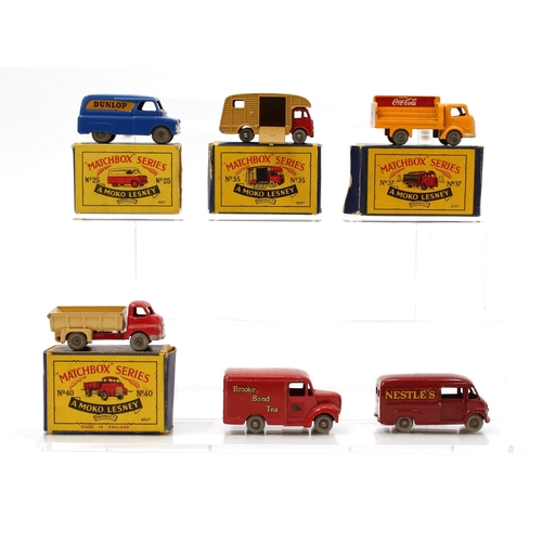 7229 - Matchbox '1-75' series diecast models, comprising 25a Bedford 12 cwt van, blue body with 'DUNLOP' de... 