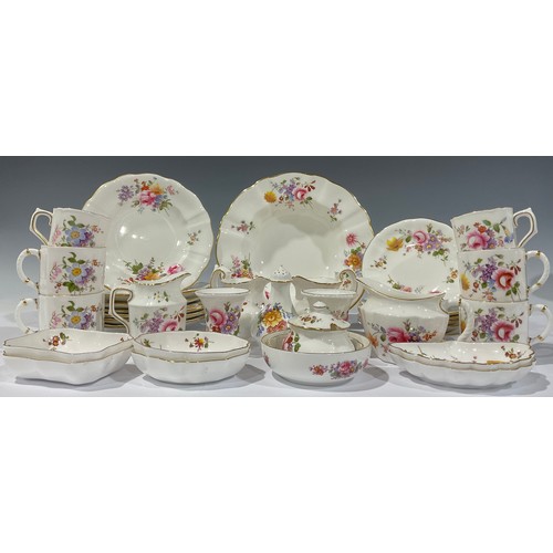 31 - A Royal Crown Derby Posies pattern shallow bowl, 21.5cm, six coffee cups, three small saucers 12.5cm... 