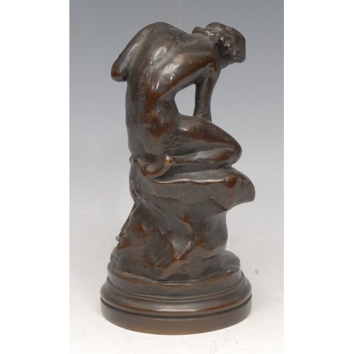 3364 - French School (19th century), a brown patinated bronze, At the Water’s Edge, signed in the maquette ... 