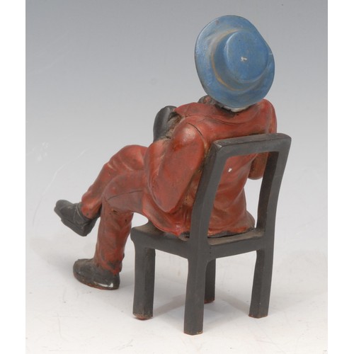 3081 - A cold painted bronze, of a Mississippi dandy, 13cm high