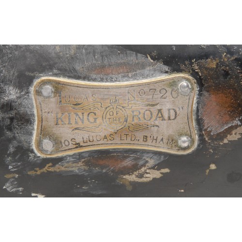 3238 - Automobilia - a brass and black-painted vintage car lamp, King of the Road, by Joseph Lucas Ltd, Bir... 