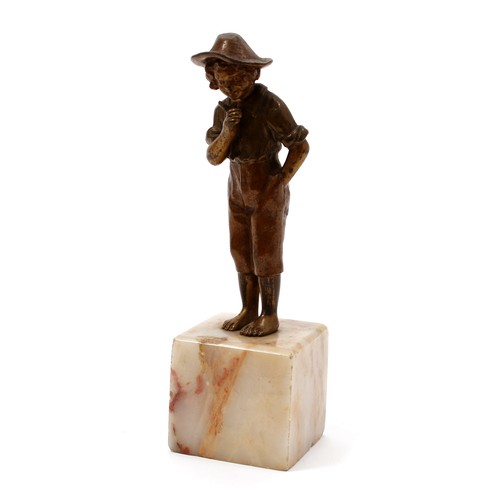 3237 - Austrian School (early 20th century), a cold painted bronze, of a young boy, onyx base, 15cm high