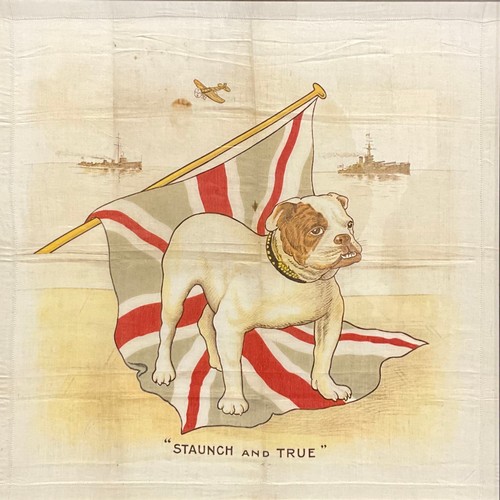 3360 - World War I and British Patriotism - a linen handkerchief, printed in polychrome with a bulldog, Uni... 