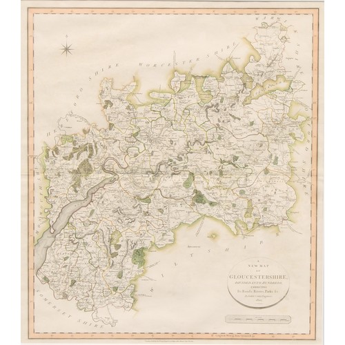 3688 - Cary, John, A New Map of Gloucestershire, engraved and coloured, 56cm x 50cm, published London Septe... 