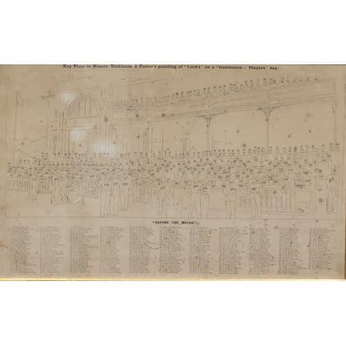 3259 - Cricket - Dickinson & Foster, after, Lords on a Gentleman versus Players day, monochrome print, 77cm... 