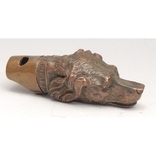 3131 - A late 19th century novelty combination vesta case and whistle, as the head of a dog, 9cm long, c.18... 