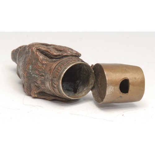 3131 - A late 19th century novelty combination vesta case and whistle, as the head of a dog, 9cm long, c.18... 