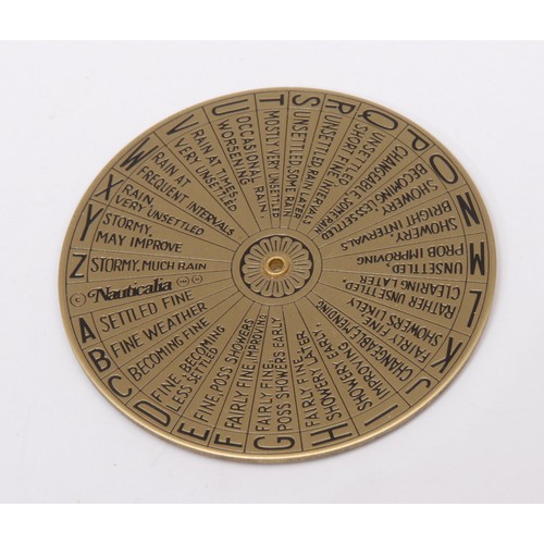 3313 - Meteorology - a pocket weather forecaster, 5.5cm diameter; a travelling whist marker type games scor... 