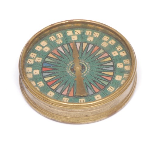 3313 - Meteorology - a pocket weather forecaster, 5.5cm diameter; a travelling whist marker type games scor... 