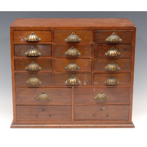 3233 - An unusual  late 19th century mahogany double-sided table top estate or accounts office chest, flush... 