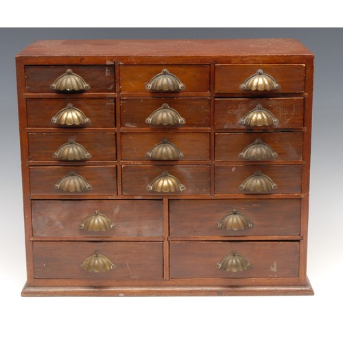 3233 - An unusual  late 19th century mahogany double-sided table top estate or accounts office chest, flush... 