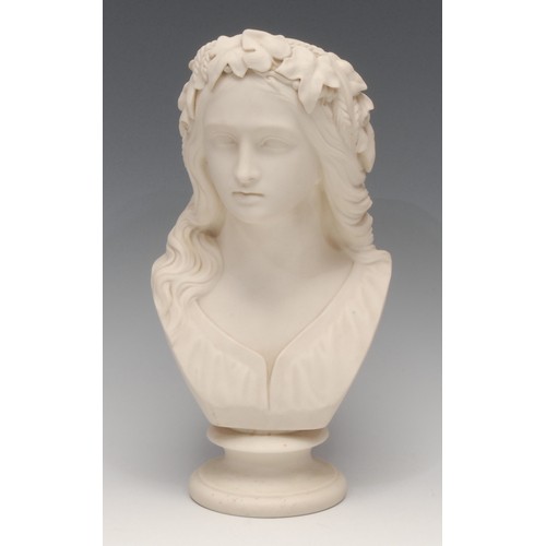 3092 - A Copeland parian ware bust, Ophelia, modelled after William Calder Marshall (1813 - 1894), for Crys... 