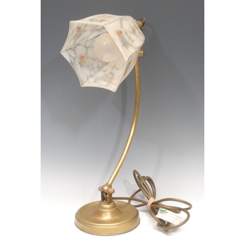 3189 - An Art Nouveau period brass angle poise adjustable table lamp, 47.5cm high, early 20th century