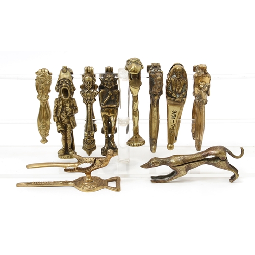 3603 - Nutcrackers - various cast brass lever action, mostly novelty, first half 20th century