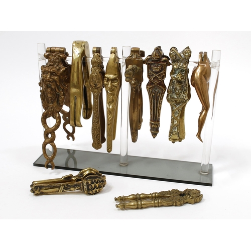 3604 - Nutcrackers - various cast brass lever action, mostly novelty, first half 20th century