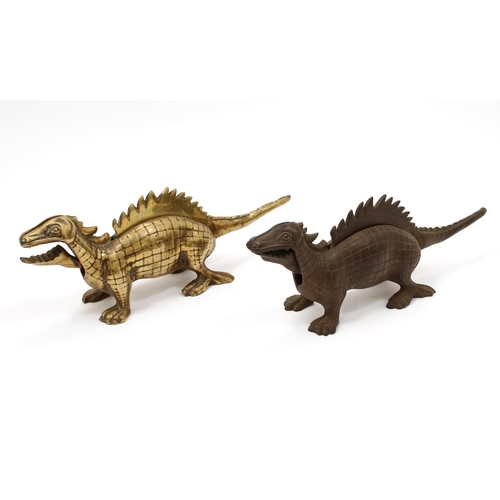 3584 - Nutcrackers - an early 20th century novelty mechanical automaton nut cracker, cast as a dinosaur, 36... 