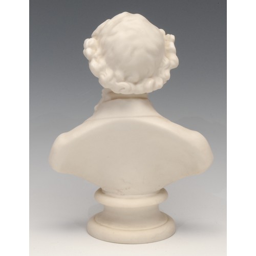 3262 - English Literature - a 19th century parian ware bust, of Charles Dickens (1812 - 1870), waisted socl... 