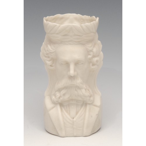 3262 - English Literature - a 19th century parian ware bust, of Charles Dickens (1812 - 1870), waisted socl... 