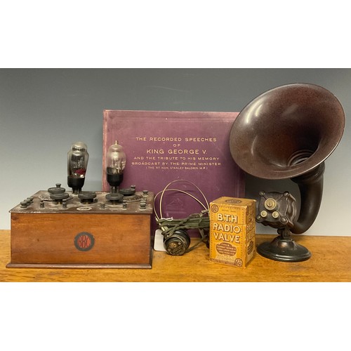 3375 - A BBC Hestavox-2 two-valve broadcast receiver, P.O. Reg No. 2049, mahogany cased, with Amplion speak... 