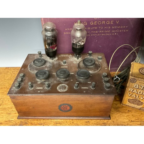 3375 - A BBC Hestavox-2 two-valve broadcast receiver, P.O. Reg No. 2049, mahogany cased, with Amplion speak... 