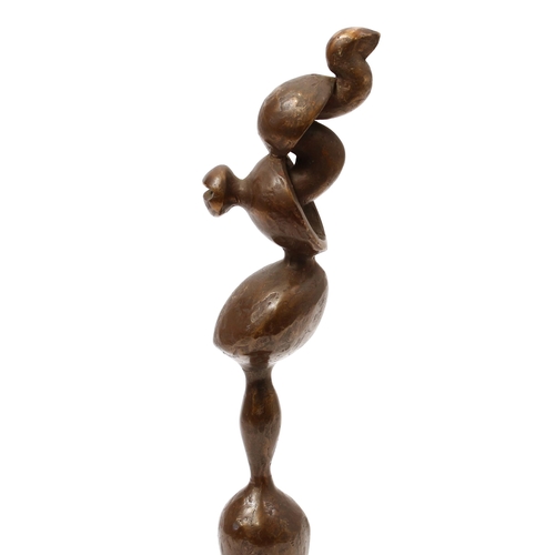 3317 - Modern School (mid-20th century), a brown patinated bronze, Blossom, ebonised base, 39.5cm high