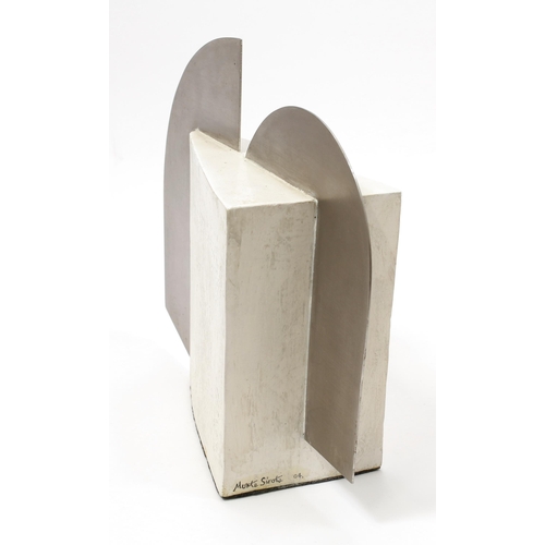 3318 - Monte Sirota (Contemporary), a stainless steel and ceramic sculpture, Aegean, signed,  dated 04, gal... 