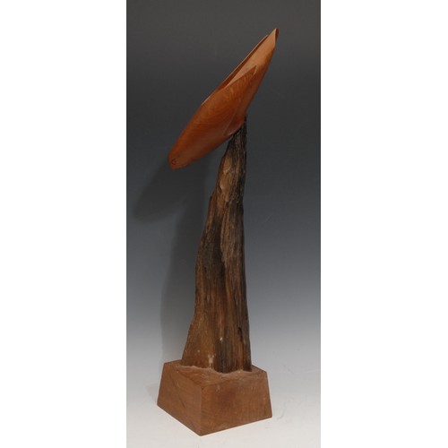 3324 - Patrick D**r (second-half 20th century), carved wood sculpture, Bird of Prey Swooping, signed and da... 