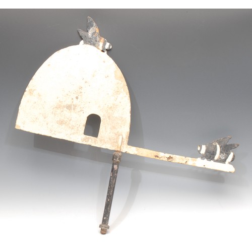 3274 - Folk Art - a steel novelty silhouette weathervane, as a beehive and bees, 60.5cm wide