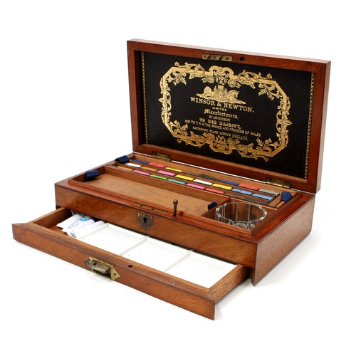 3176 - A Victorian mahogany artist's box, by Winsor & Newton Limited, London, hinged cover enclosing paint ... 