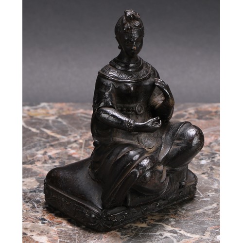 3279 - French School (19th century), a dark patinated bronze, A Lady of the Court, 12cm high