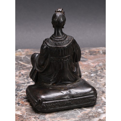 3279 - French School (19th century), a dark patinated bronze, A Lady of the Court, 12cm high