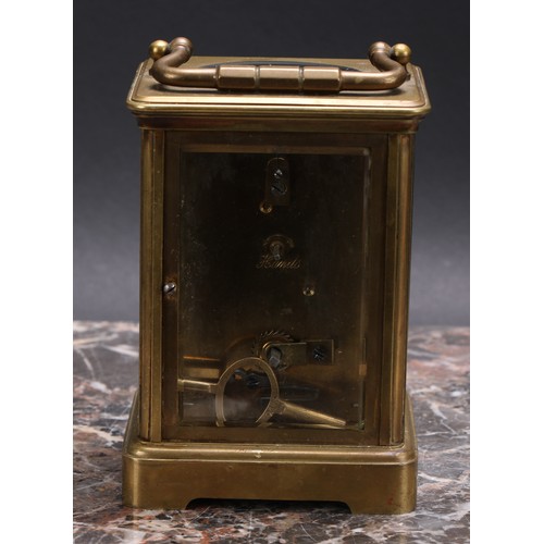 3355 - Victorian British Politics - a 19th century brass carriage timepiece, 6.5cm rectangular enamel clock... 