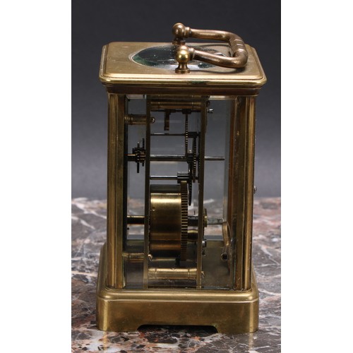 3355 - Victorian British Politics - a 19th century brass carriage timepiece, 6.5cm rectangular enamel clock... 