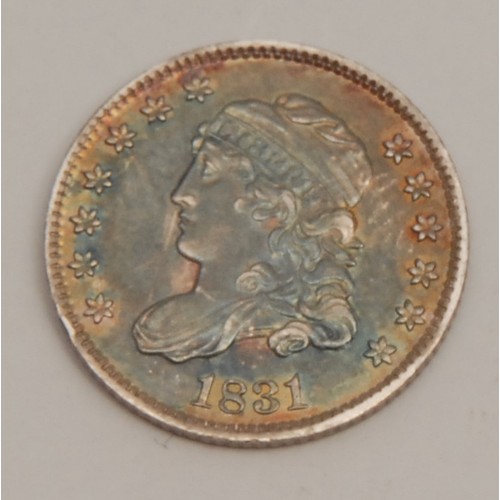 3622 - Coins - USA - a United States of America silver Liberty cap half-dime 5 cent coin, 1831

Provenance:... 