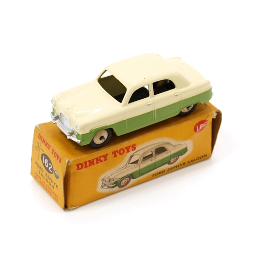 7237 - Dinky Toys 162 Ford Zephyr saloon, two tone cream and green body, cream ridged hubs, boxed