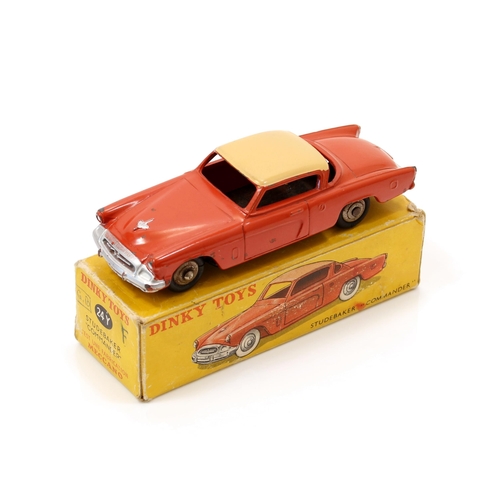 7238 - Dinky Toys (France) 24Y Studebaker Command coupé, dark orange body with tan roof, plated ridged hubs... 