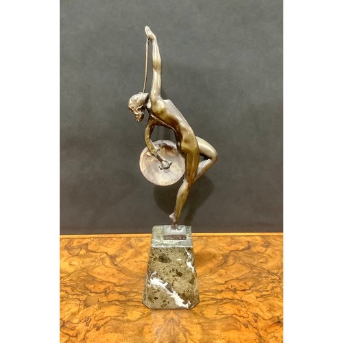 54 - Raymonde Guerbe (1894-1995), a cold-painted dark-patinated spelter figure, Jericho, signed Guerbe, s... 