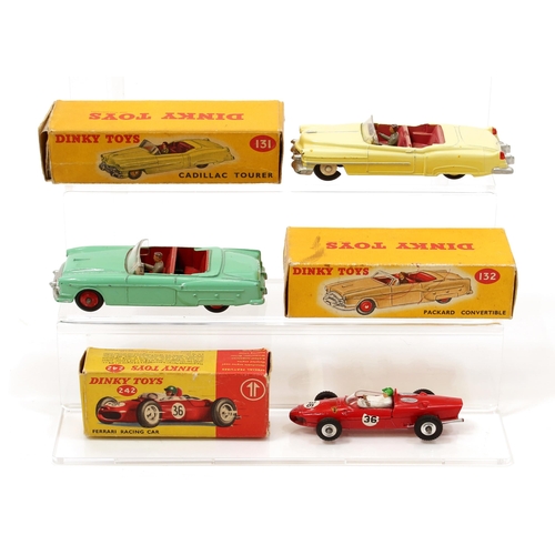 7242 - Dinky Toys 131 Cadillac Tourer, yellow body, cerise interior with seated painted plastic driver figu... 