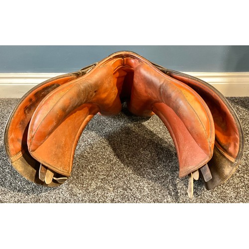 75 - Riding - equestrian interest, a brown leather general purpose pony saddle