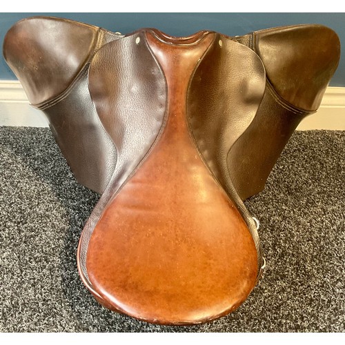 78 - Riding -  equestrian interest, a brown leather eventing saddle, 17