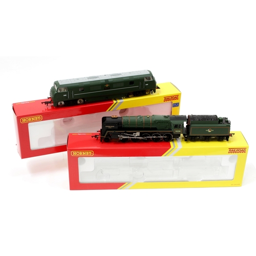 7253 - Hornby OO Gauge locomotives and tenders, comprising R3288 2-10-0 BR Class 9F 'Evening Star' locomoti... 